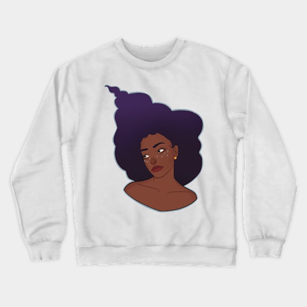 Big afro purple hair Crewneck Sweatshirt by amys_warehouse 